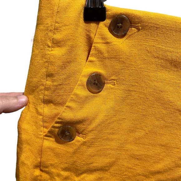 J. Crew High Waist Yellow Gold Shorts Buttons Nautical Linen Blend - Picture 2 of 10